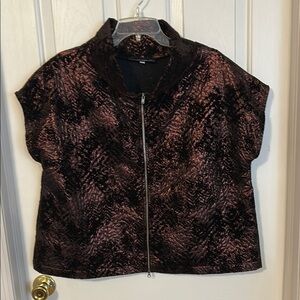 bryn Walker Textured Black and Brown Zip-Up Vest. Size M. Good condition.